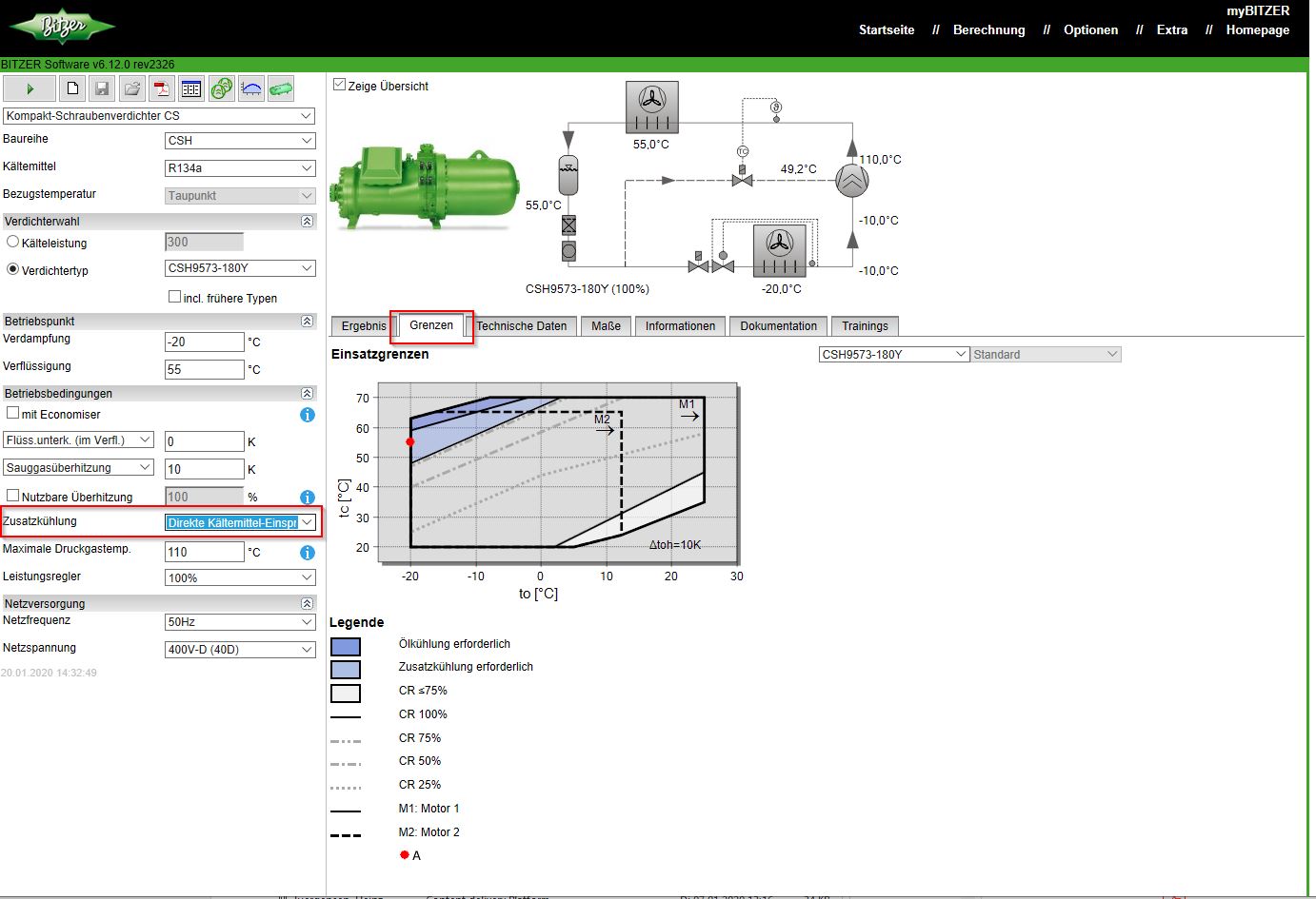 Kältemitteleinspritzung in der BITZER SOFTWARE