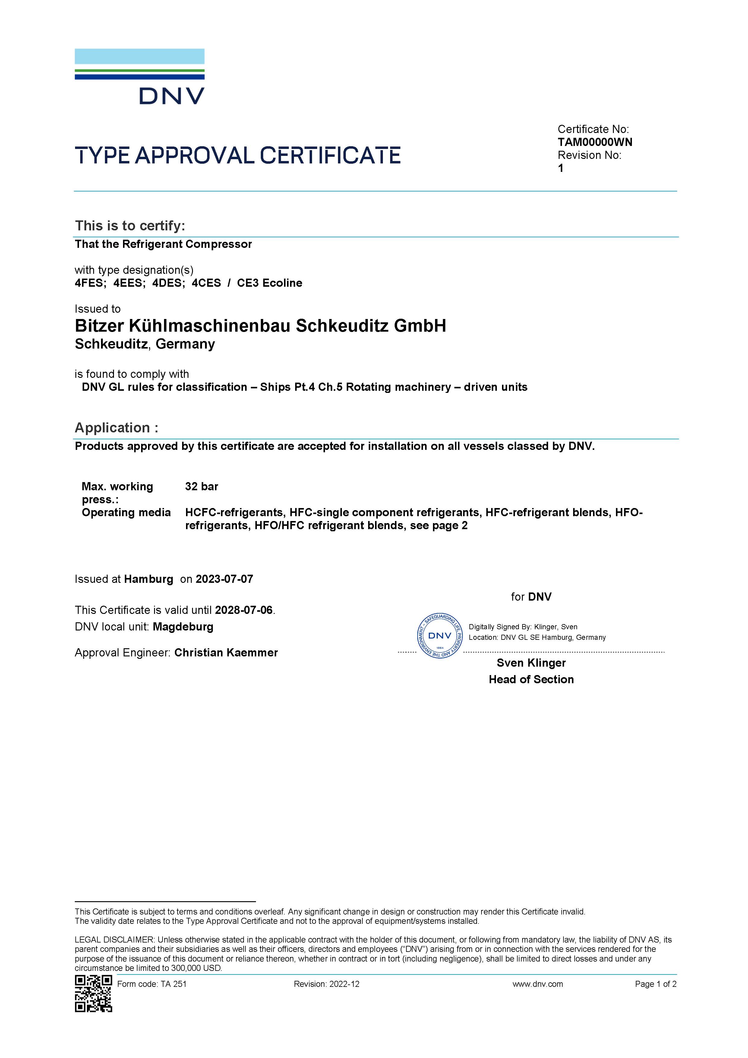 Approval Certificate for CE3