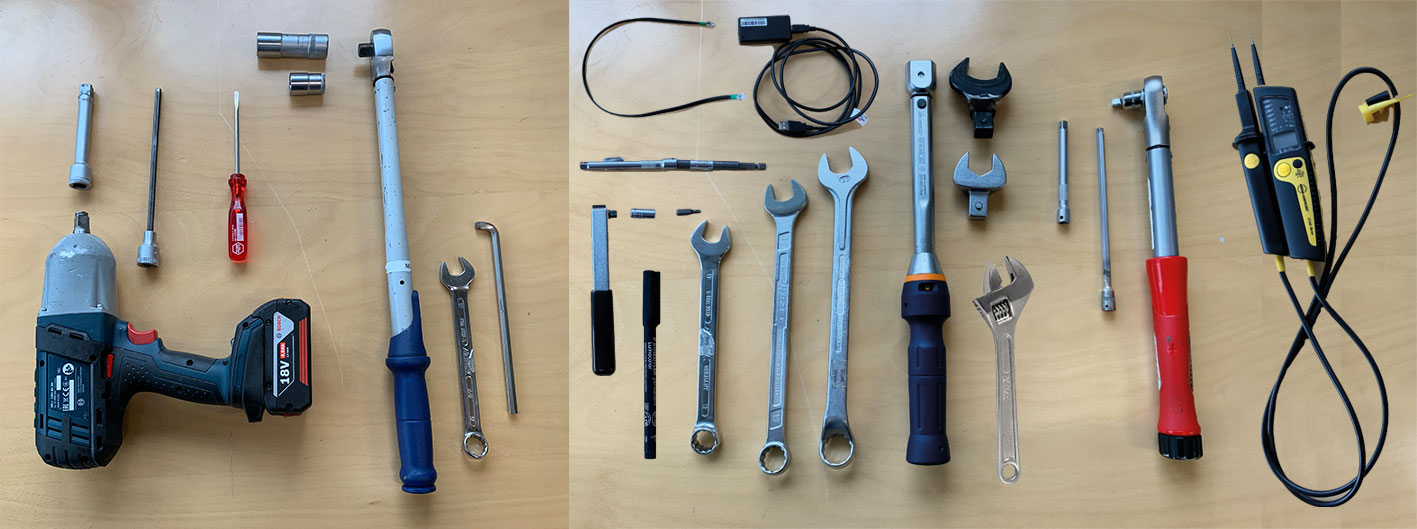 Required tools and kit content