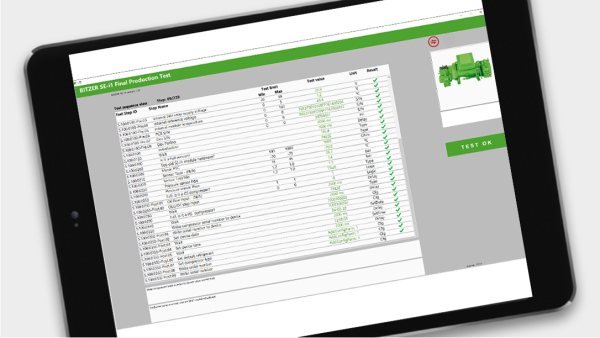 Tablet displaying the End of Line Software