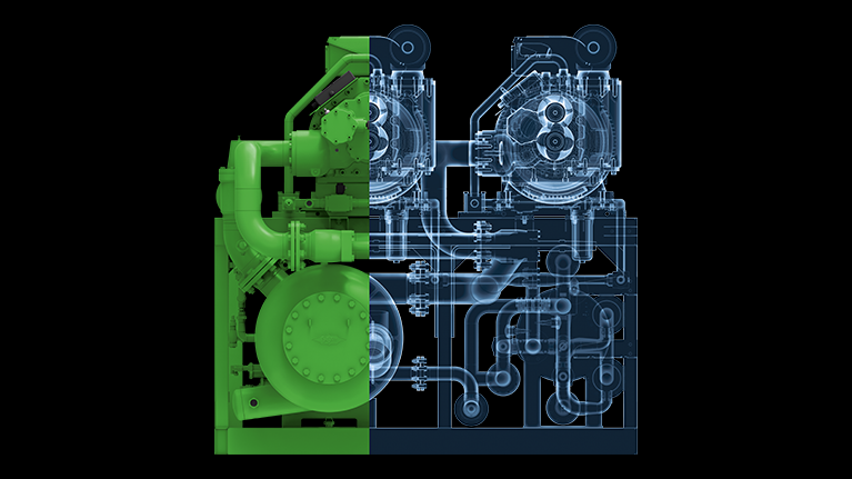 Röntgenansicht eines Ammonia Compressor Packs von BITZER